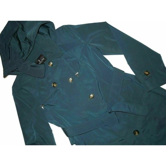 new women's London Fog Dark Teal dress rain Coat - Picture 4 of 6